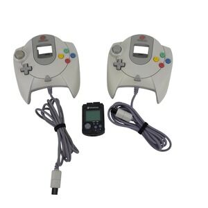 Sega Dreamcast OEM Controller Lot (2) +‎ VMU Memory Card HKT-7000 Untested